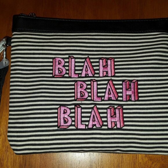 9" x 11" No Boundaries fun Blah Blah canvas wristlet summer bag - Picture 1 of 2